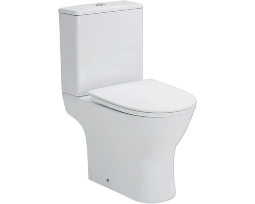 WC-Kombination Set Paros Tiefspüler ohne Spülrand weiß glänzend mit WC-Sitz 1271849 Stand WC aus Keramik