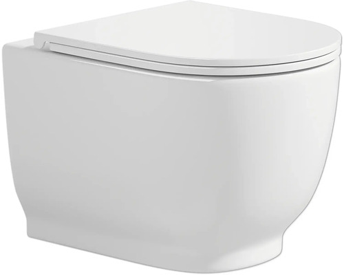 Wand-WC Set Artemis Tiefspüler ohne Spülrand weiß glänzend mit WC-Sitz 1273663 Wandhängendes WC aus Keramik mit WC-Sitz