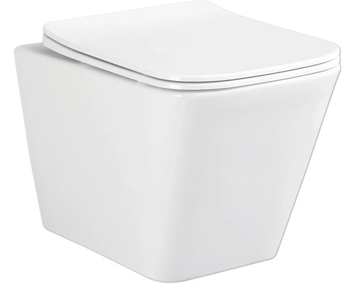 Wand-WC Set Aliki Tiefspüler ohne Spülrand kurz weiß glänzend mit WC-Sitz 1273671 Wand-Tiefspülklosett aus Keramik mit WC-Sitz
