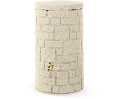 Regentonne mit Wasserhahn und Steinoptik