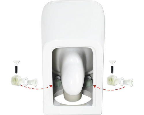 Detailansicht einer Toilette mit Befestigungsmaterial