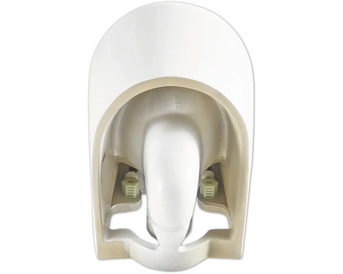 Unterseite einer weißen Toilette