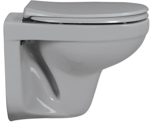 Wand-Tiefspül-WC mit geschlossenem Spülrand und WC-Sitz