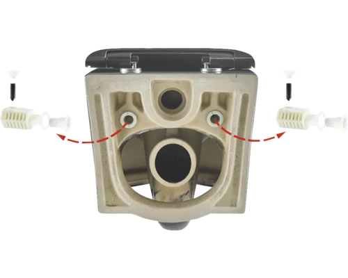 Detailansicht einer Toilette mit Montagezubehör