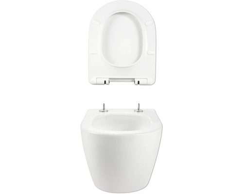 Weißes Wand-Tiefspül-WC mit WC-Sitz