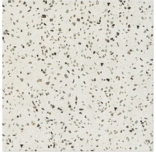 Nahaufnahme einer Terrazzo-Fliese mit kleinen, unregelmäßigen Steinsplittern