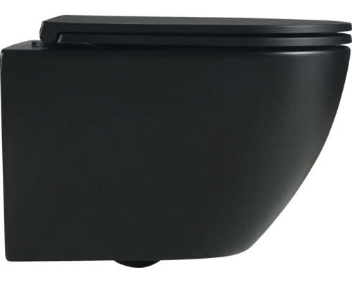 Schwarzes Wand-Tiefspül-WC mit geschlossenem Spülrand
