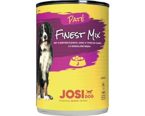 Hundefutter nass JosiDog Pate Finest Mix 400 g mit 4 Sorten Fleisch Geflügel, Rind, Lamm, Schwein