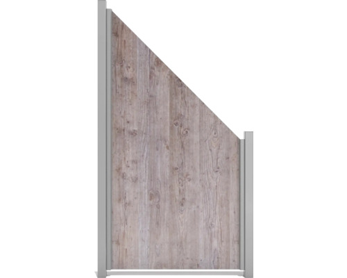 Abschlusselement GroJa Premo HPL ohne Pfosten 90 x 180 cm Holzoptik Holzpaneel mit grauen Rahmen für Innenausbau