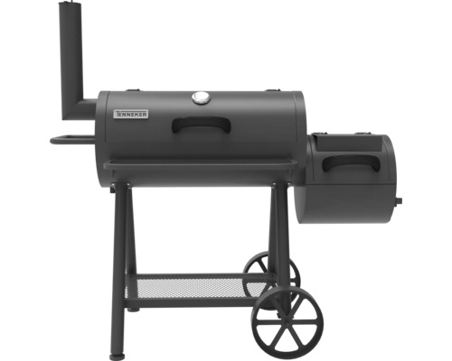 Tenneker Holzkohlegrill mit Räucherturm und Ablage