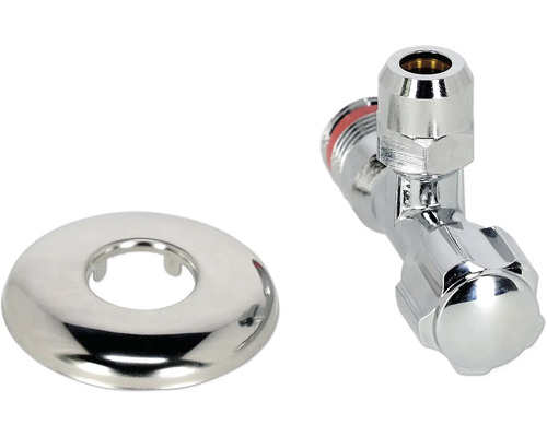 Eckventil aus Metall mit Rosette