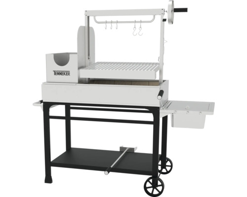 Tenneker Holzkohlegrillwagen mit Grillrost, Ablage und Rädern
