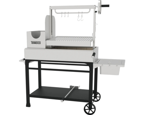 Tenneker Holzkohlegrill mit Grillrost, Ablageflächen und Rädern