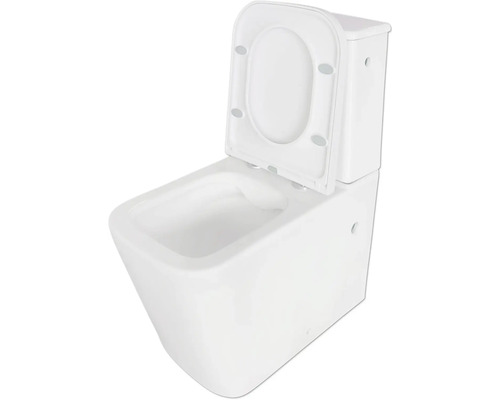 Wandtiefspültoilette mit offenem Spülrand und Spülkasten