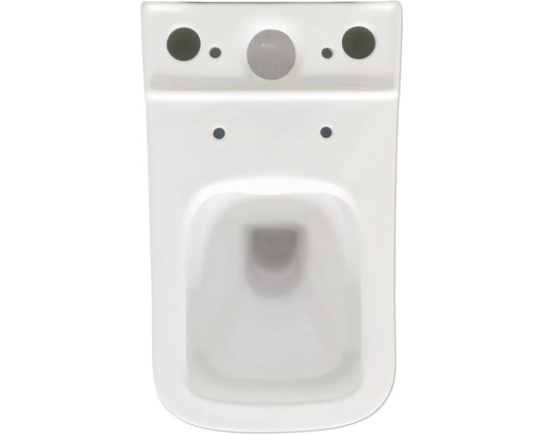 Aufnahme einer weißen Keramik Toilette von oben.