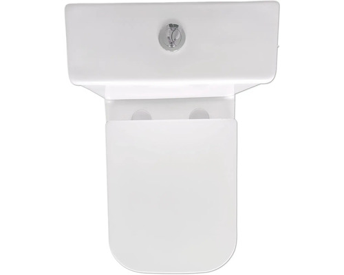 Aufgesicht eines weißen Stand-WCs mit Spülkasten