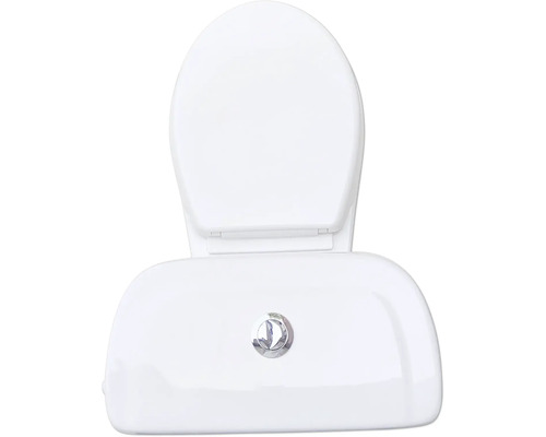 Weißes Stand-WC mit Spülkasten und Toilettendeckel