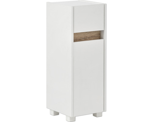 Weißer Badschrank mit Holzelement