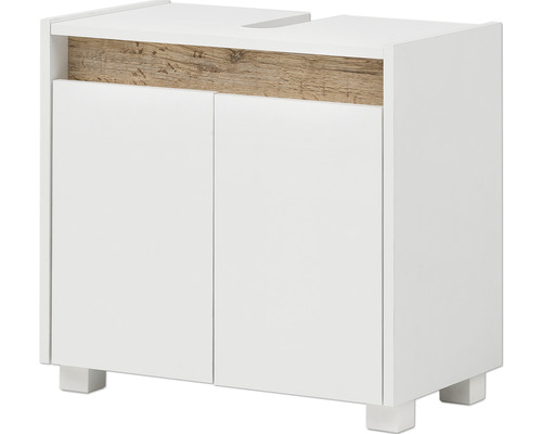 Waschbeckenunterschrank mit zwei Türen und Holzdetail