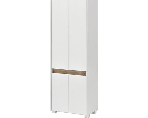 Hochschrank Möbelpartner Cosmo BxHxT 56,9 x 164,5 cm x 33 cm Frontfarbe weiß Weißer Kleiderschrank mit vier Türen und Holzdekor