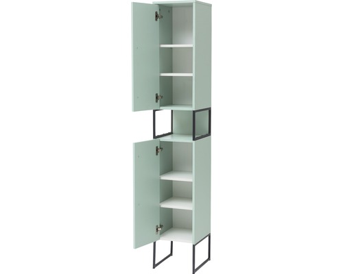 Hochschrank Möbelpartner Limone BxHxT 33 x 183,4 cm x 30,2 cm Frontfarbe mintgrün Offener Hochschrank mit Türen und Regalen