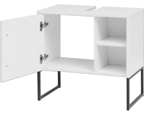 Waschbeckenunterschrank mit einer offenen Tür und Ablagefächern