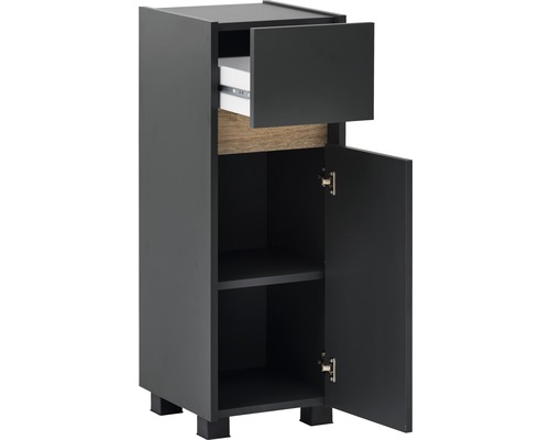 Schwarzer Badezimmerschrank mit Schublade und Tür