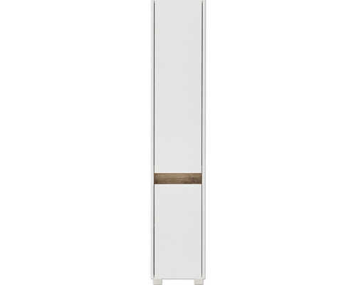 Hochschrank Möbelpartner Cosmo BxHxT 30,2 x 164,5 cm x 33 cm Frontfarbe weiß Weißer Hochschrank mit Holzoptik-Akzent