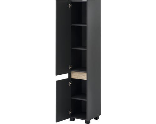 Hochschrank Möbelpartner Cosmo BxHxT 30,2 x 164,5 cm x 33 cm Frontfarbe anthrazit Offener, grauer Hochschrank mit Einlegeböden und einer Schublade