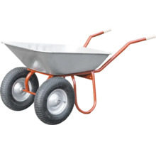 CAPITO Zweiradkarre DUO 85 Liter Flachmulde, Lufträder mit Blockprofil und Stahlfelge inkl. ergonomische Buchenholzgriffe
