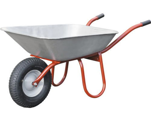 Schubkarre mit Metallmulde und einem Rad