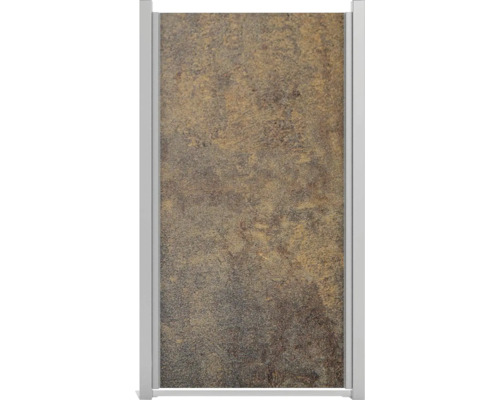 Teilelement GroJa Premo HPL ohne Pfosten 90 x 180 cm Rostoptik Duschwand mit Steindekor und Rahmen