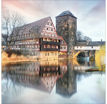 Glasbild Nürnberg Fachwerkhaus 30x30 cm