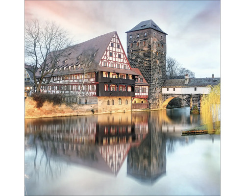 Glasbild Nürnberg Fachwerkhaus 30x30 cm