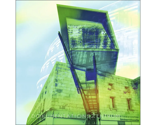 Glasbild Nürnberg Dokumentationszentrum grün 20x20 cm