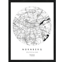 Gerahmter Nürnberg Stadtplan als Wanddekoration