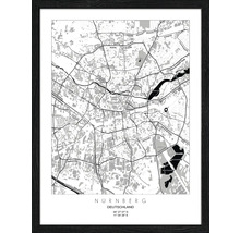 Gerahmter Stadtplan von Nürnberg, Deutschland