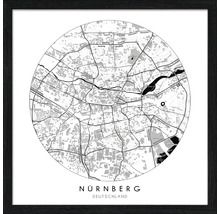 Gerahmtes Bild Nürnberg Karte Kreis 33x33 cm