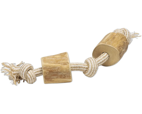 Hundespielzeug beeztees Kaffeeholz M mit Seil Baumwolle;Holz ca. 35 x 5,5 x 5,5 cm Hundespielzeug aus Holz und Seil