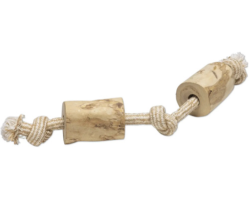 Hundespielzeug beeztees Kaffeeholz L mit Seil Baumwolle;Holz ca. 45 x 8,3 x 8,3 cm Hundespielzeug aus Holz und Seil