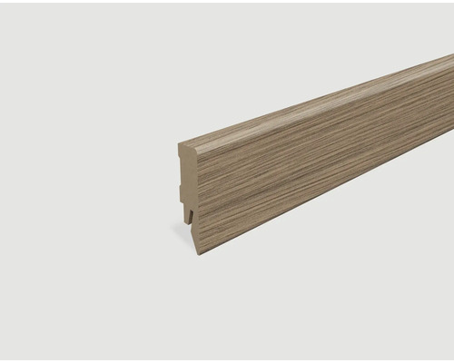 Sockelleiste foliert Eiche schwarzbraun L370 2400 x 58 x 14 mm Sockelleiste mit Holzoptik