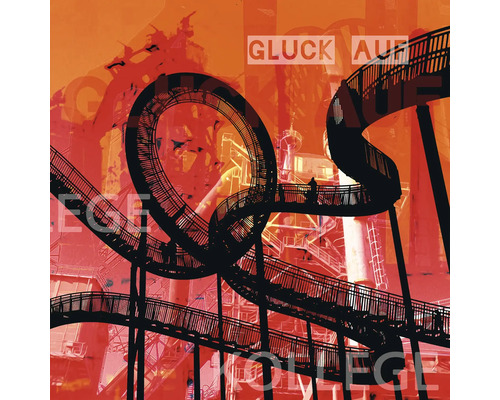 Glasbild Duisburg Treppen Achterbahn rot 30x30 cm