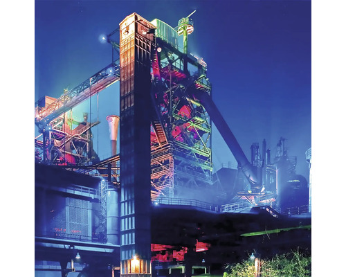Glasbild Duisburg Landschaftspark blau 2 50x50 cm