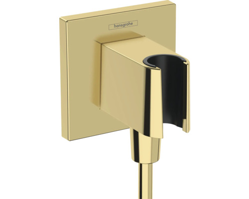 hansgrohe Wandanschlussbogen mit Brausefalter FixFit E polish gold optik 26889990 Hansgrohe Brausehalter zur Wandmontage