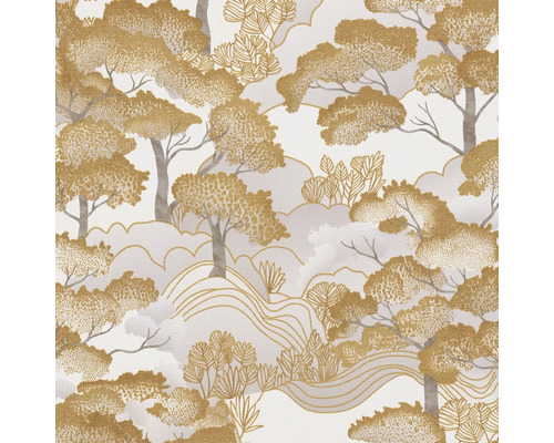 Vliestapete 10448-30 Vliestapete ELLE Decoration 4 Landschaft gold Gemustertes Textil mit Baumdesign