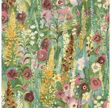 Tapete mit Blumenmuster auf grünem Hintergrund