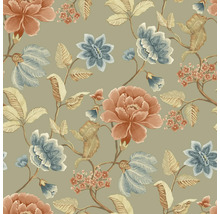 Tapete mit floralem Muster aus Blumen und Blättern