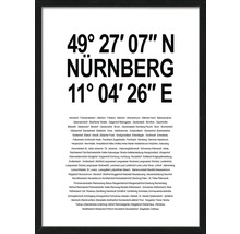 Gerahmtes Bild Nürnberg Koordinaten 1 53x73 cm