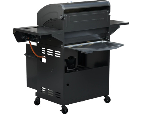 Gasgrill mit Seitenablagen und Rollen für den Außenbereich