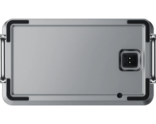 Grauer Werkzeugkoffer mit Griffen und Anschlussbuchse